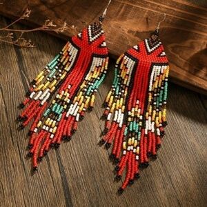 Native American Themed Beaded Earrings